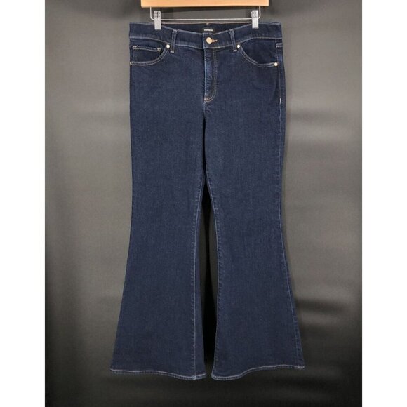 Express Pants - Express Women's 70s Flare Mid Rise Jeans 12R Blue Dark Wash y2k Cotton Blend